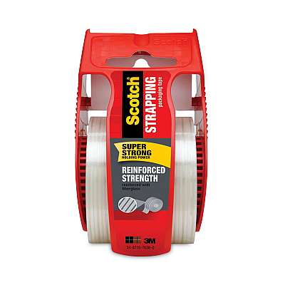 Scotch Reinforced Strength Shipping and Strapping Tape in Dispenser, 1.5" Core, 1.88" x 10 yds, Clear (MMM50)