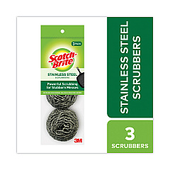 Scotch-Brite Metal Scrubbing Pads, 2.25 x 2.75, Silver, 3/Pack, 8 Packs/Carton (MMM214C)