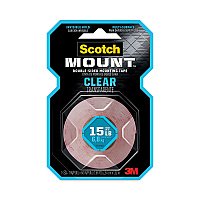 Scotch Permanent Clear Mounting Tape, Holds Up to 15 lbs, 1 x 60, Clear (MMM410H)