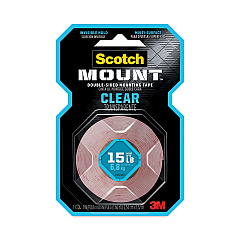 Scotch Permanent Clear Mounting Tape, Holds Up to 15 lbs, 1 x 60, Clear (MMM410H)