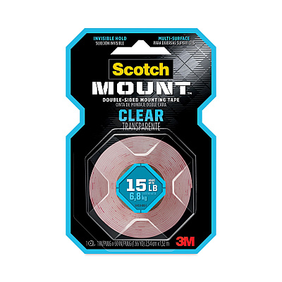 Scotch Permanent Clear Mounting Tape, Holds Up to 15 lbs, 1 x 60, Clear (MMM410H)