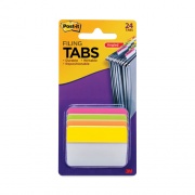 Post-it Tabs 2" Plain Solid Color Angled Tabs, 1/5-Cut, Assorted Brights Colors, 2" Wide, 24/Pack (686APLOY)