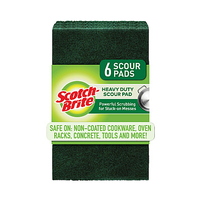 Scotch-Brite Heavy-Duty Scouring Pad, 3.8 x 6, Green, 5/Carton (MMM2265)