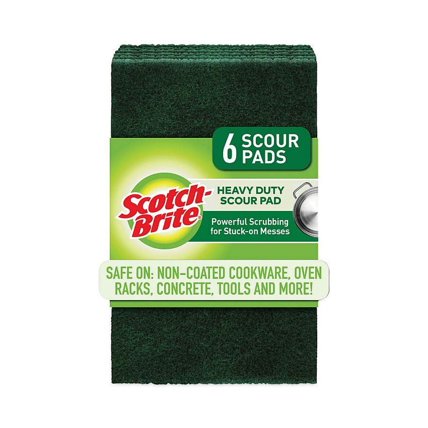 Scotch-Brite Heavy-Duty Scouring Pad, 3.8 x 6, Green, 5/Carton (MMM2265)