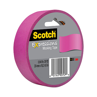 Scotch Expressions Masking Tape, 3" Core, 0.94" x 20 yds, Fuchsia (MMM3437PNK)