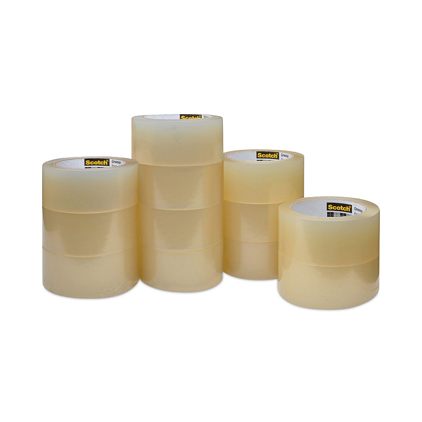 Scotch Greener Commercial Grade Packaging Tape, 3" Core, 1.88" x 54.6 yds, Clear, 12/Pack (MMM3750GCS12)