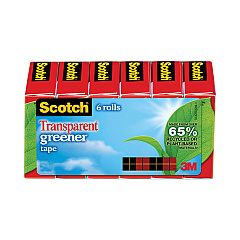 Scotch Transparent Greener Tape, 1" Core, 0.75" x 75 ft, Transparent, 6/Pack (MMM6126P)