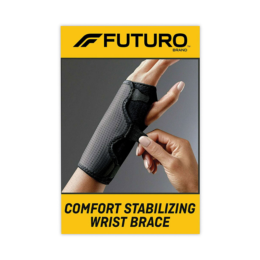 FUTURO Adjustable Reversible Splint Wrist Brace, Fits Wrists 5.5" to 8.5", Black (MMM10770EN)