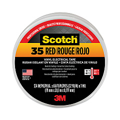 3M Scotch 35 Vinyl Electrical Color Coding Tape, 3" Core, 0.75" x 66 ft, Red (MMM10810)