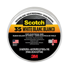 3M Scotch 35 Vinyl Electrical Color Coding Tape, 3" Core, 0.75" x 66 ft, White (MMM10828)