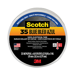 3M Scotch 35 Vinyl Electrical Color Coding Tape, 3" Core, 0.75" x 66 ft, Blue (MMM10836)