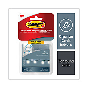 Command Cord Clip with Adhesive, Round, 0.75"w, Clear, 10/Pack (17017CLR10ES)
