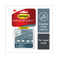 Command Cord Clip with Adhesive, Round, 0.75"w, Clear, 10/Pack (17017CLR10ES)