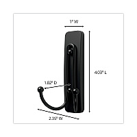 Command Adhesive Mount Metal Hook, Large, Double Hook, Matte Black Finish, 4 lb Capacity, 1 Hook and 1 Strip/Pack (MMM17036MBES)