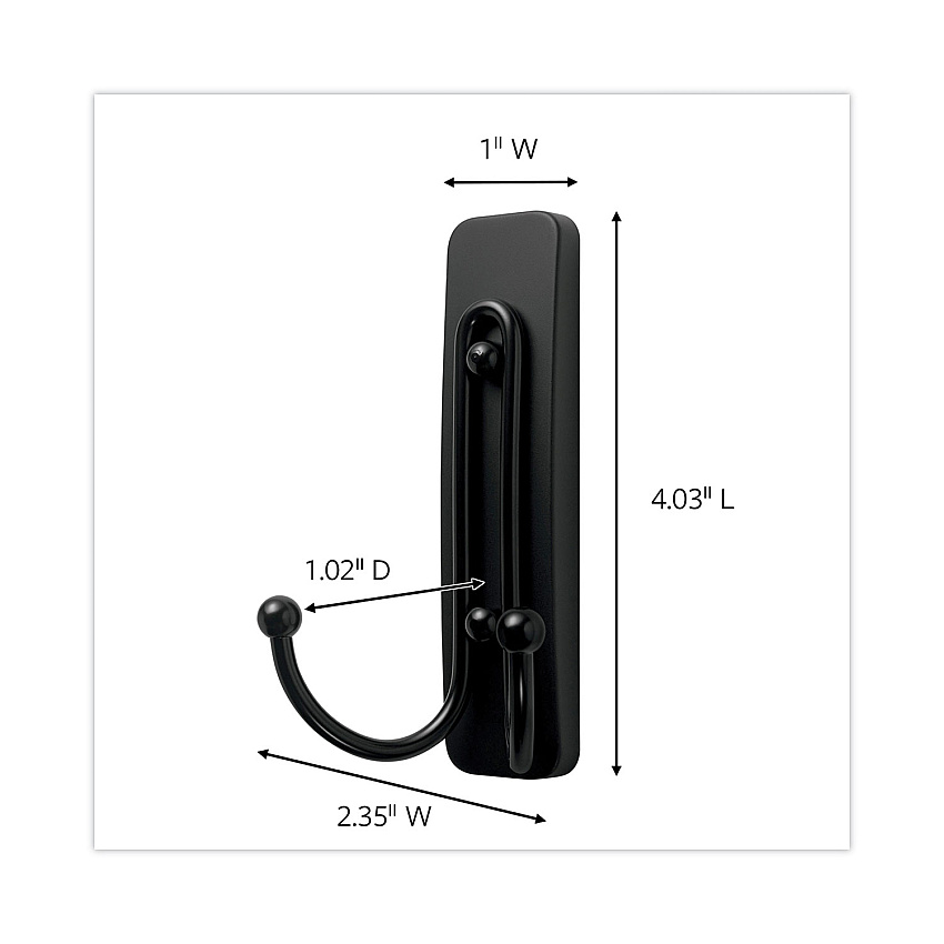 Command Adhesive Mount Metal Hook, Large, Double Hook, Matte Black Finish, 4 lb Capacity, 1 Hook and 1 Strip/Pack (MMM17036MBES)