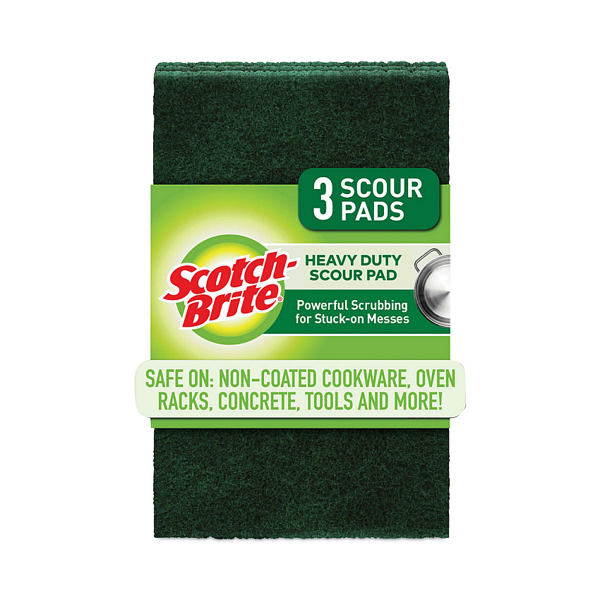 Scotch-Brite Heavy-Duty Scour Pad, 3.8 x 6, Green, 10/Carton (MMM22310CT)