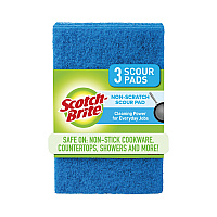 Scotch-Brite Non-Scratch Scour Pads, Size 3 x 6, Blue, 10/Carton (MMM62310)