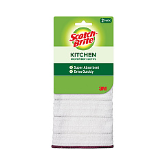 Scotch-Brite Kitchen Cleaning Cloth, Microfiber, 11.4 x 12.4, White, 2/Pack, 12 Packs/Carton (MMM90322)