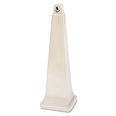 Rubbermaid Commercial GroundsKeeper Cigarette Waste Collector, Pyramid, 1 gal, 12.25 x 39.75, Beige (RCP257088BG)