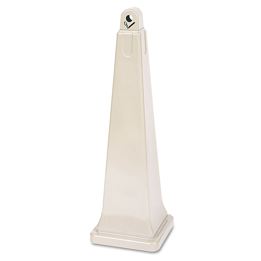 Rubbermaid Commercial GroundsKeeper Cigarette Waste Collector, Pyramid, 1 gal, 12.25 x 39.75, Beige (RCP257088BG)