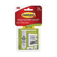 Command Picture Hanging Strips, Value Pack, Medium, Removable, Holds Up to 12 lbs, 0.75 x 2.75, White, 12 Pairs/Pack (MMM1720412ES)