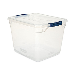 Rubbermaid Clever Store Basic Latch-Lid Container, 30 qt, 13.37" x 18.75" x 10.5", Clear (UNXRMCC300014)