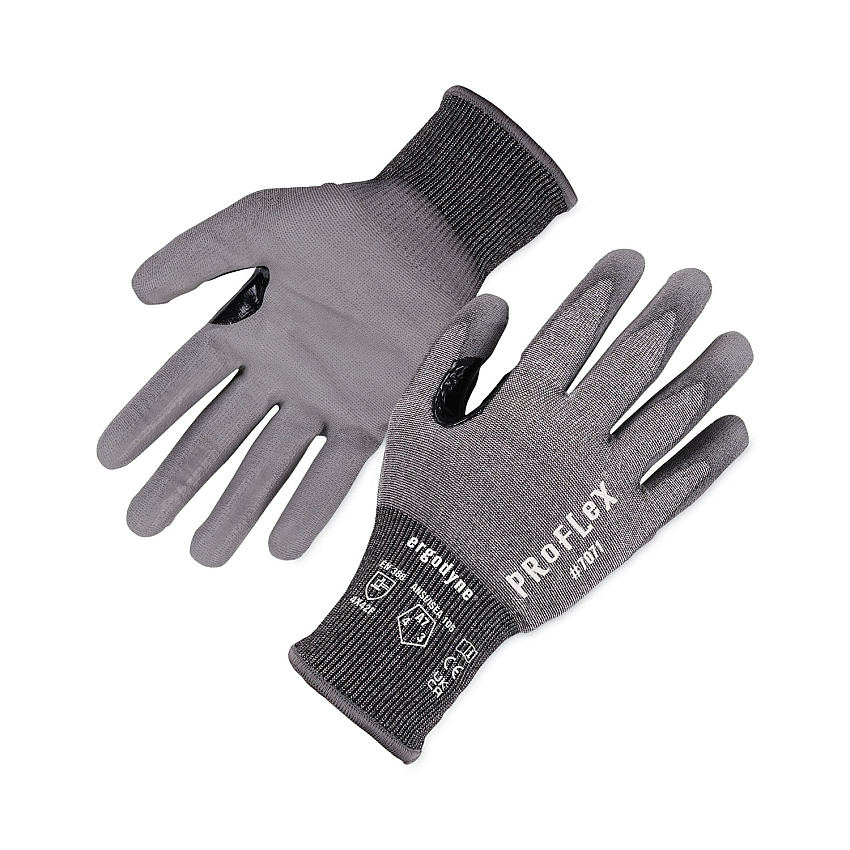 ergodyne ProFlex 7071 ANSI A7 PU Coated CR Gloves, Gray, Small, 12 Pairs/Pack (EGO18062)