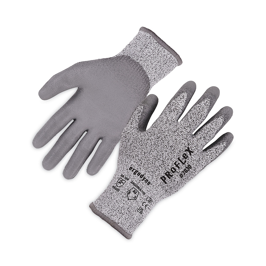 ergodyne ProFlex 7030 ANSI A3 PU Coated CR Gloves, Gray, 2X-Large, Pair (EGO10466)