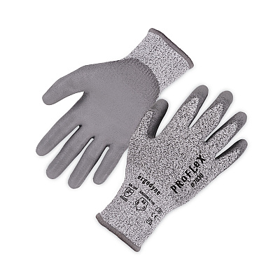 ergodyne ProFlex 7030 ANSI A3 PU Coated CR Gloves, Gray, Small, Pair (EGO10462)