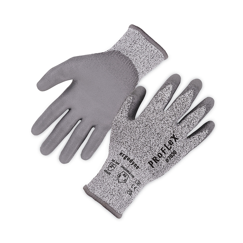 ergodyne ProFlex 7030 ANSI A3 PU Coated CR Gloves, Gray, Small, Pair (EGO10462)