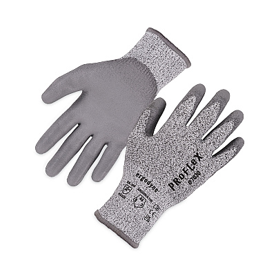 ergodyne ProFlex 7030 ANSI A3 PU Coated CR Gloves, Gray, Medium, 12 Pairs/Pack (EGO10453)