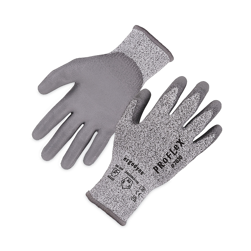 ergodyne ProFlex 7030 ANSI A3 PU Coated CR Gloves, Gray, Medium, 12 Pairs/Pack (EGO10453)