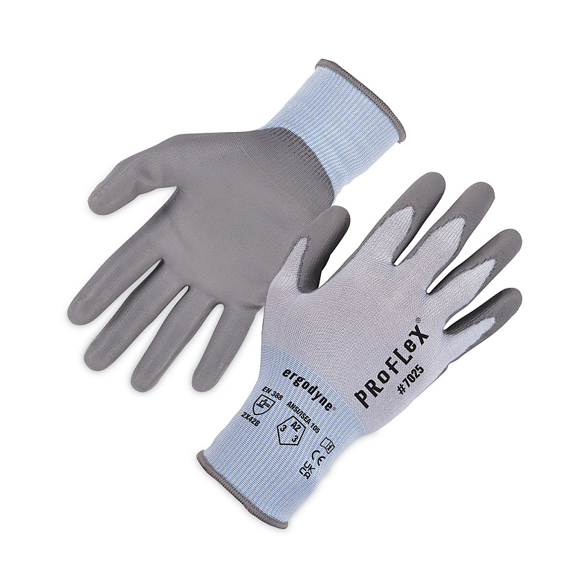 ergodyne ProFlex 7025 ANSI A2 PU Coated CR Gloves, Blue, Small, Pair (EGO10432)