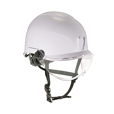ergodyne Skullerz 8974V Class E Safety Helmet with 8991 Visor Kit, Clear Lens, 6-Point Ratchet Suspension, White (EGO60215)