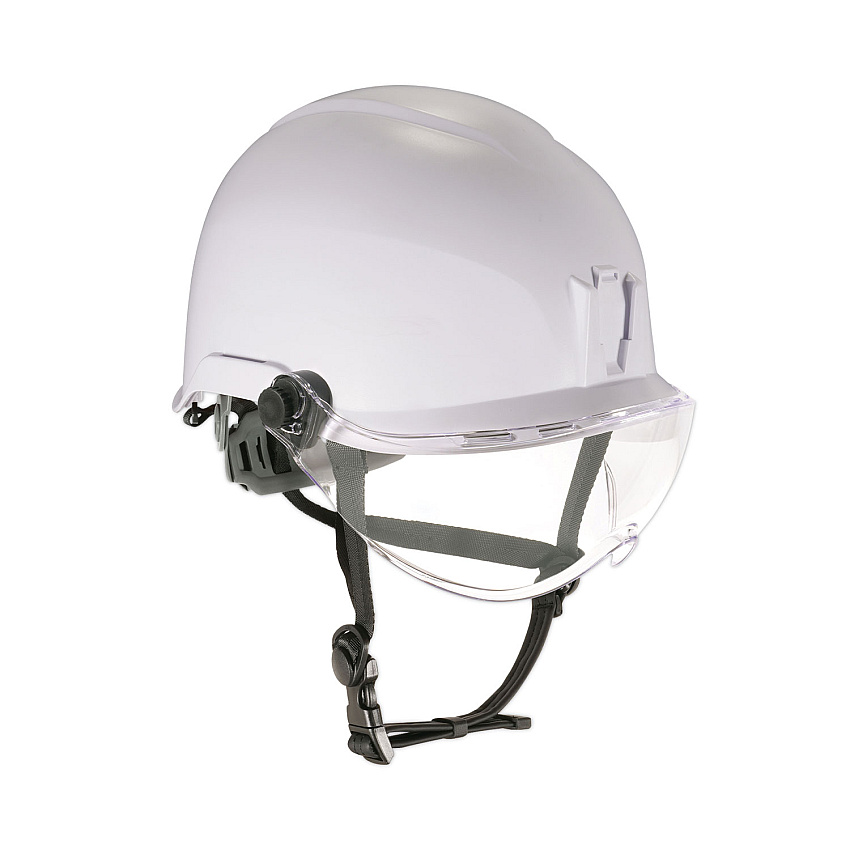 ergodyne Skullerz 8974V Class E Safety Helmet with 8991 Visor Kit, Clear Lens, 6-Point Ratchet Suspension, White (EGO60215)