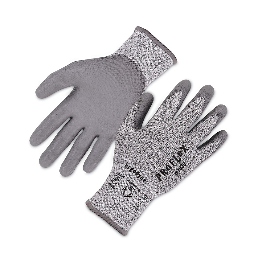 ergodyne ProFlex 7030 ANSI A3 PU Coated CR Gloves, Gray, Small, 12 Pairs/Pack (EGO10452)