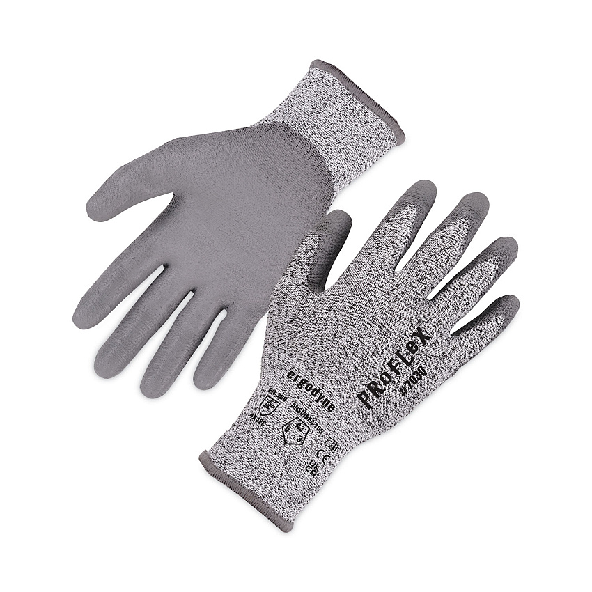 ergodyne ProFlex 7030 ANSI A3 PU Coated CR Gloves, Gray, 2X-Large, 12 Pairs/Pack (EGO10456)