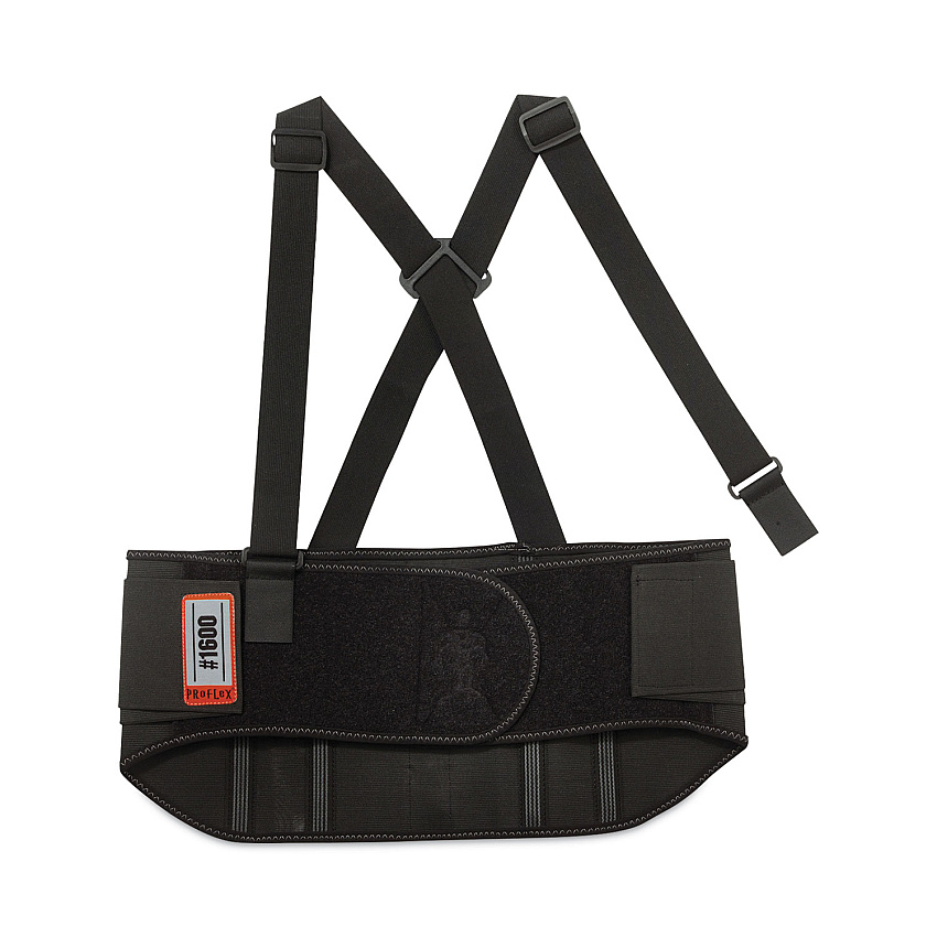 ergodyne ProFlex 1600 Standard Elastic Back Support Brace, 3X-Large, 46" to 52" Waist, Black (EGO11107)
