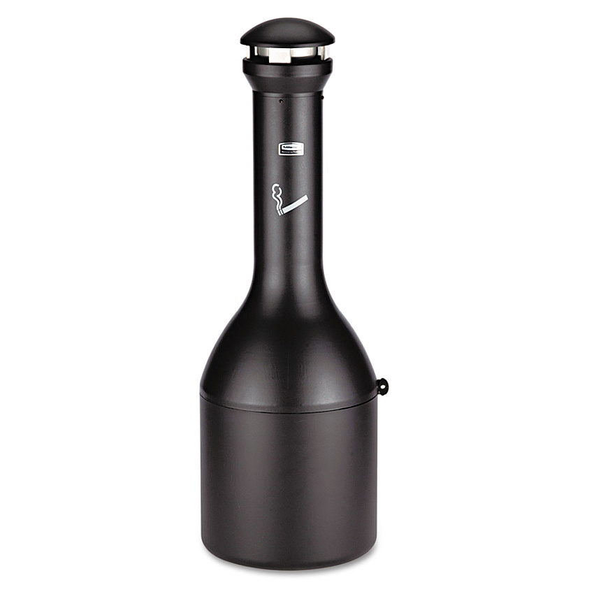 Rubbermaid Commercial Infinity Traditional Smoking Receptacle, 4.1 gal, 13 dia x 39h High, Black (RCP9W33BLA)