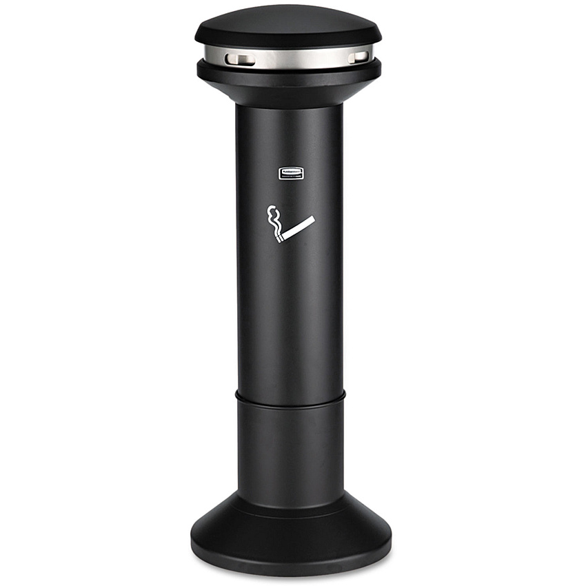 Rubbermaid Commercial Infinity Ultra-High Capacity Smoking Receptacle, 6.7 gal, 15.5 dia x 41.5h, Black (RCP9W34BLA)