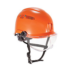 ergodyne Skullerz 8975V Class C Safety Helmet with 8991 Visor Kit, Clear Lens, 6-Point Ratchet Suspension, Orange (EGO60221)