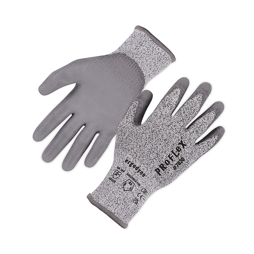 ergodyne ProFlex 7030 ANSI A3 PU Coated CR Gloves, Gray, Large, 12 Pairs/Pack (EGO10454)