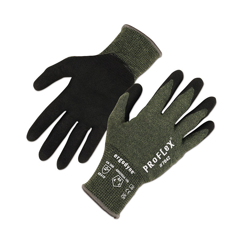 ergodyne ProFlex 7042 ANSI A4 Nitrile-Coated CR Gloves, Green, 2X-Large, 12 Pairs/Pack (EGO10336)