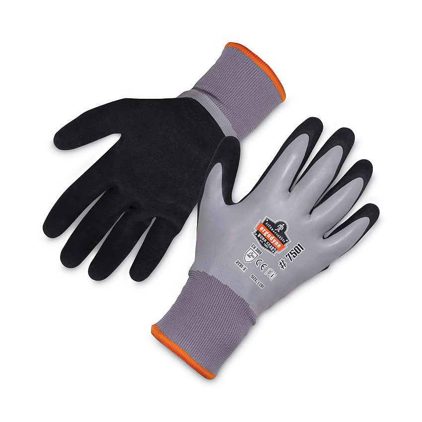 ergodyne ProFlex 7501 Coated Waterproof Winter Gloves, Gray, Large, Pair (EGO17634)