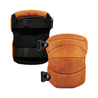 ergodyne ProFlex 230LTR Leather Knee Pads, Wide Soft Cap, Buckle Closure, One Size Fits Most, Brown, Pair (EGO18232)