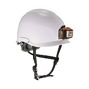 ergodyne Skullerz 8974LED Class E Safety Helmet with 8981 Universal LED Headlamp, 6-Point Ratchet Suspension, White (EGO60201)