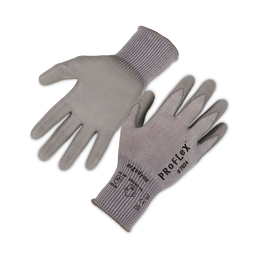 ergodyne ProFlex 7024 ANSI A2 PU Coated CR Gloves, Gray, Large, Pair (EGO10404)