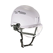 ergodyne Skullerz 8975V Class C Safety Helmet with 8991 Visor Kit, Clear Lens, 6 Point Ratchet Suspension, White (EGO60219)