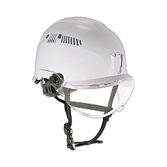 ergodyne Skullerz 8975V Class C Safety Helmet with 8991 Visor Kit, Clear Lens, 6 Point Ratchet Suspension, White (EGO60219)