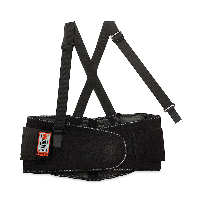 ergodyne ProFlex 1400UN Universal Size Back Support Brace, One Size Fits All, 25" to 58" Waist, Black (EGO11400)